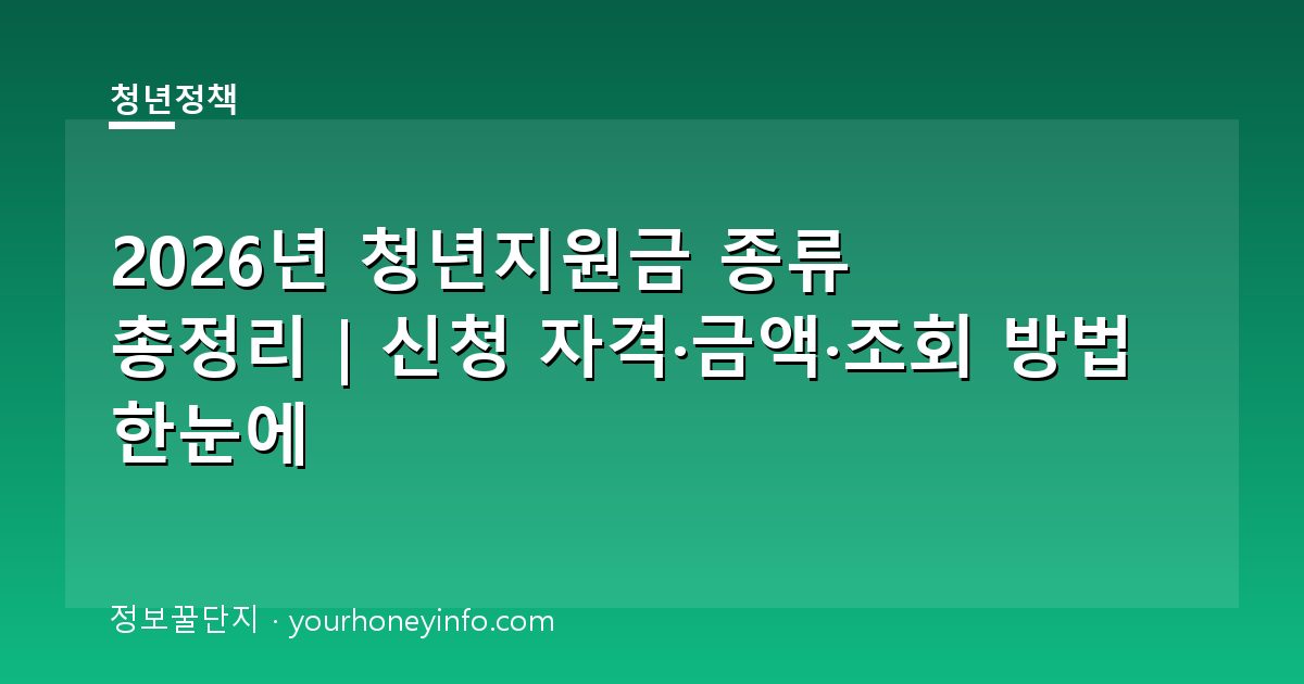 2026년 청년지원금 종류 총정리｜신청 자격·금액·조회 방법 한눈에