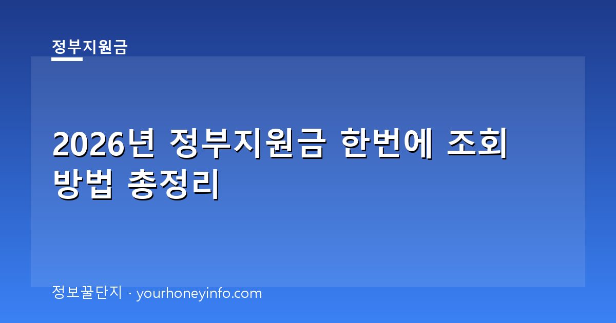2026년 정부지원금 한번에 조회 방법 총정리