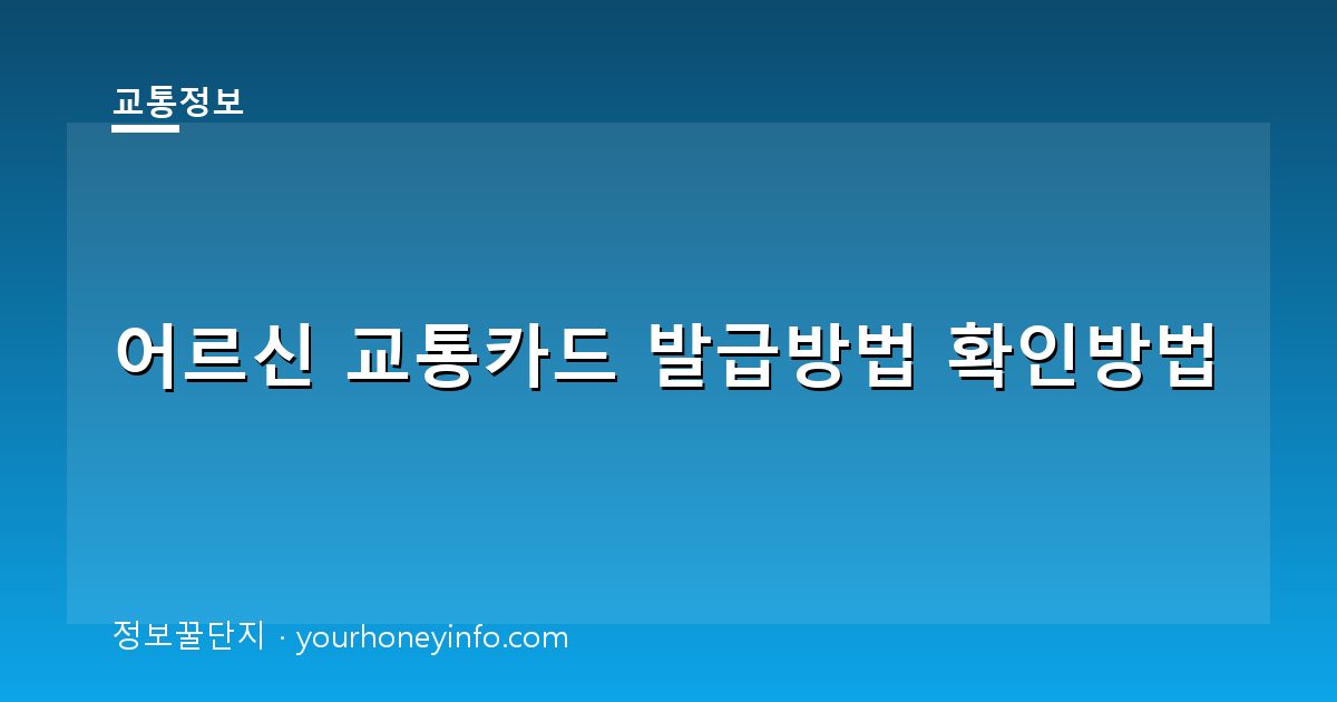 어르신 교통카드 발급방법 확인방법│대상·신청절차