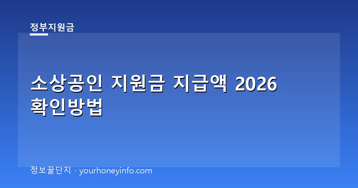 소상공인 지원금 지급액 2026 확인방법