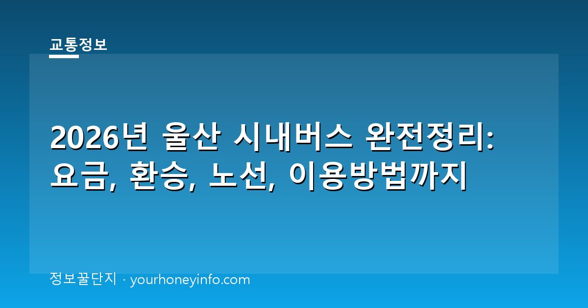 2026년 울산 시내버스 완전정리: 요금, 환승, 노선, 이용방법까지